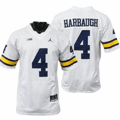 Michigan Wolverines Jim Harbaugh Jersey #4 College Football Game White
