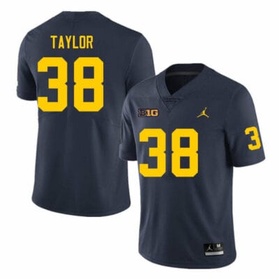 Michigan Wolverines Joe Taylor Jersey #18 College Football Game Navy 10 Michigan Wolverines Joe Taylor Jersey #18 College Football Game Navy