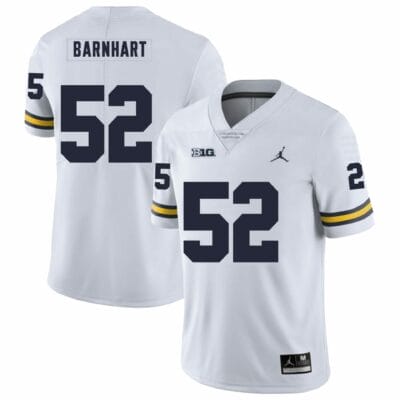 Michigan Wolverines Karsen Barnhart Jersey #52 College Football Game White 10 Michigan Wolverines Karsen Barnhart Jersey #52 College Football Game White