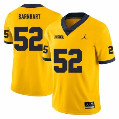 Michigan Wolverines Karsen Barnhart Jersey #52 College Football Game Yellow 10 Michigan Wolverines Karsen Barnhart Jersey #52 College Football Game Yellow