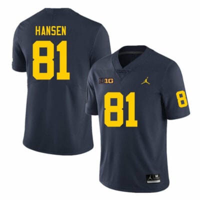 Michigan Wolverines Louis Hansen Jersey #81 College Football Game Navy 10 Michigan Wolverines Louis Hansen Jersey #81 College Football Game Navy