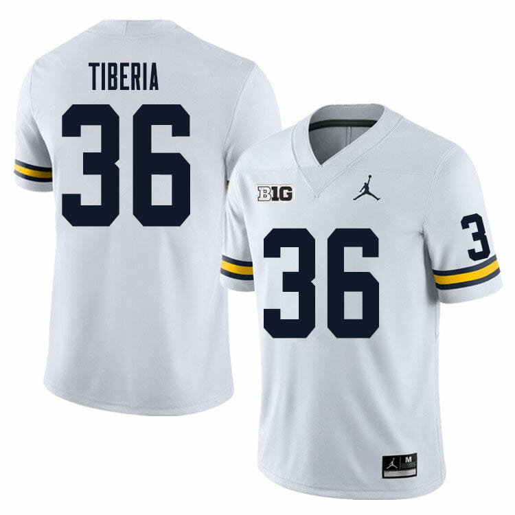 Michigan Wolverines Nico Tiberia Jersey #36 College Football Game White 1 Michigan Wolverines Nico Tiberia Jersey #36 College Football Game White