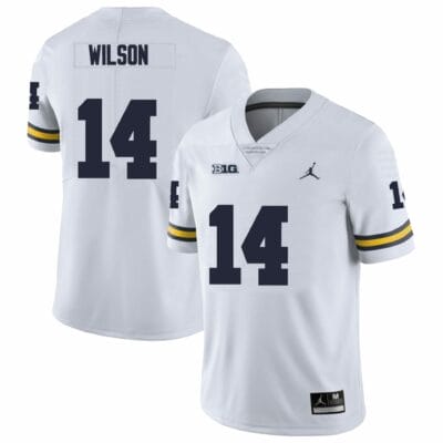 Michigan Wolverines Roman Wilson Jersey #14 College Football Game White 10 Michigan Wolverines Roman Wilson Jersey #14 College Football Game White