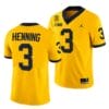 Michigan Wolverines TM 42 Patch Honor Tate Myre #25 AJ Henning Jersey #3 All Stitched Maize