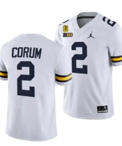 Michigan Wolverines TM 42 Patch Honor Tate Myre #25 Blake Corum Jersey #2 All Stitched White
