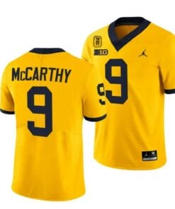 Michigan Wolverines TM 42 Patch Honor Tate Myre #25 JJ McCarthy Jersey #9 All Stitched Maize
