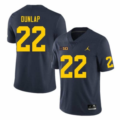 Michigan Wolverines Tavierre Dunlap Jersey #22 College Football Game Navy