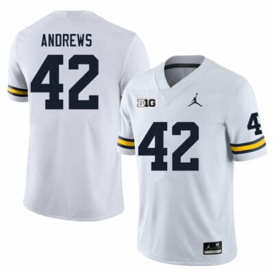 Michigan Wolverines Trevor Andrews Jersey #42 College Football Game White