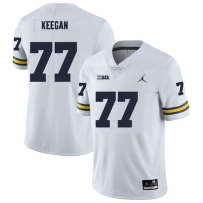 Michigan Wolverines Trevor Keegan Jersey #77 College Football Game White 10 Michigan Wolverines Trevor Keegan Jersey #77 College Football Game White