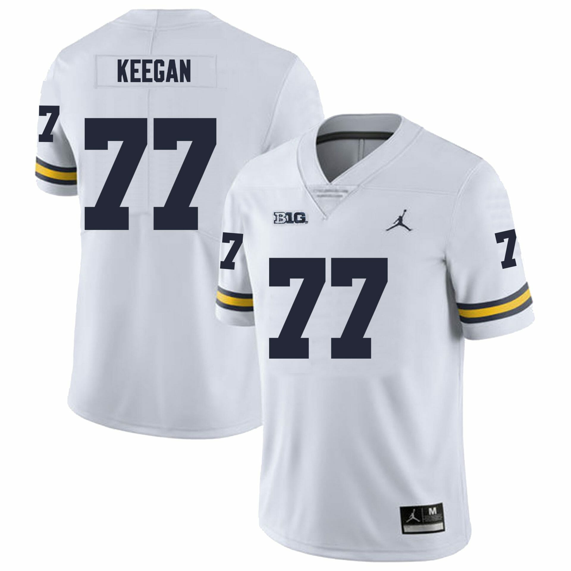 Michigan Wolverines Trevor Keegan Jersey #77 College Football Game White 1 Michigan Wolverines Trevor Keegan Jersey #77 College Football Game White