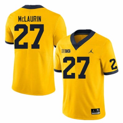 Michigan Wolverines Tyler McLaurin Jersey #27 College Football Game Yellow 10 Michigan Wolverines Tyler McLaurin Jersey #27 College Football Game Yellow