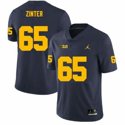 Michigan Wolverines Zak Zinter Jersey #65 College Football Game Navy