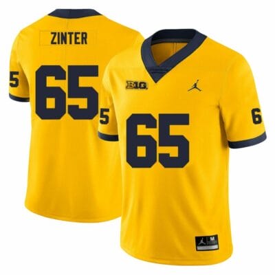 Michigan Wolverines Zak Zinter Jersey #65 College Football Game Yellow