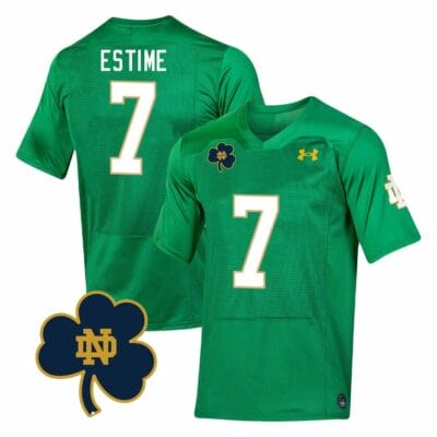 Notre Dame Audric Estime Jersey #7 College Football Johnny Lujack Patch Green