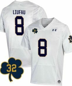 Notre Dame Marist Liufau Jersey #8 College Football Johnny Lujack Patch 32 White