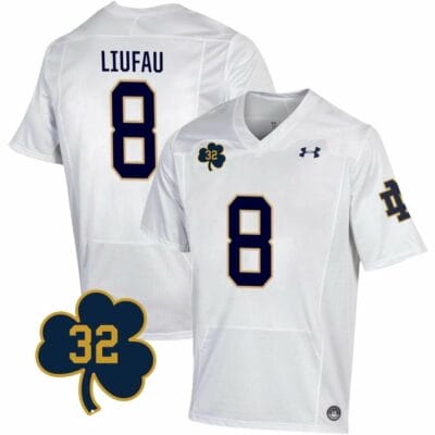Notre Dame Marist Liufau Jersey #8 College Football Johnny Lujack Patch 32 White