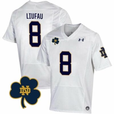 Notre Dame Marist Liufau Jersey #8 College Football Johnny Lujack Patch White