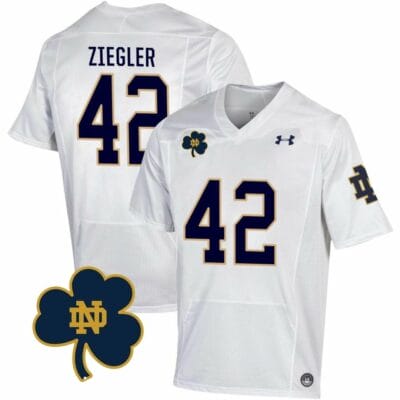 Notre Dame Nolan Ziegler Jersey #42 College Football Johnny Lujack Patch White 10 Notre Dame Nolan Ziegler Jersey #42 College Football Johnny Lujack Patch White
