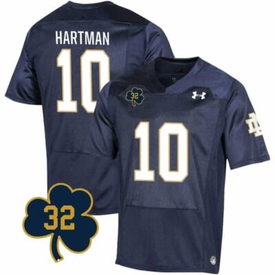 Notre Dame Sam Hartman Jersey #10 College Football Johnny Lujack Patch 32 Navy
