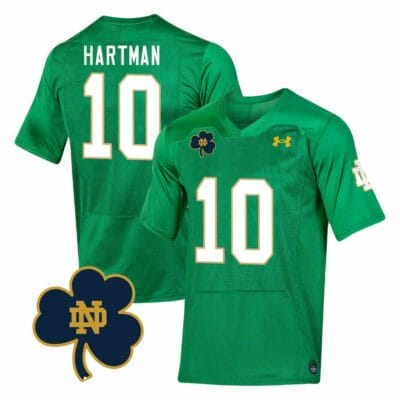 Notre Dame Sam Hartman Jersey #10 College Football Johnny Lujack Patch Green