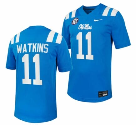 Ole Miss Rebels Jordan Watkins Jersey #11 Untouchable College Football 2023 Powder Blue