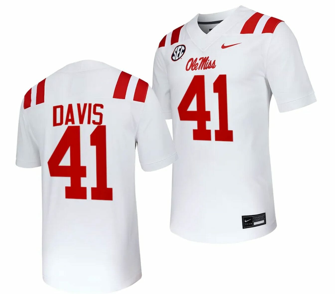 Ole Miss Rebels Caden Davis Jersey #41 Untouchable College Football 2023 White 1 Ole Miss Rebels Caden Davis Jersey #41 Untouchable College Football 2023 White