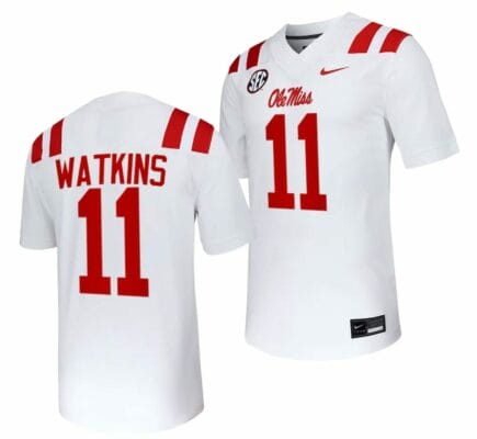 Ole Miss Rebels Jordan Watkins Jersey #11 Untouchable College Football 2023 White 10 Ole Miss Rebels Jordan Watkins Jersey #11 Untouchable College Football 2023 White