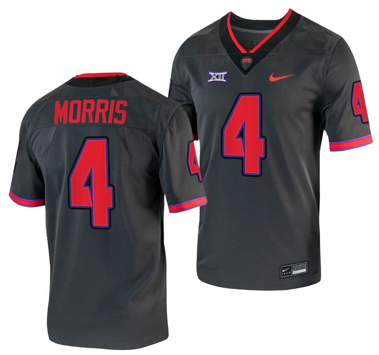 TCU Horned Frogs Chandler Morris Jersey Alternate College Football Grey Replica #4 1 TCU Horned Frogs Chandler Morris Jersey Alternate College Football Grey Replica #4