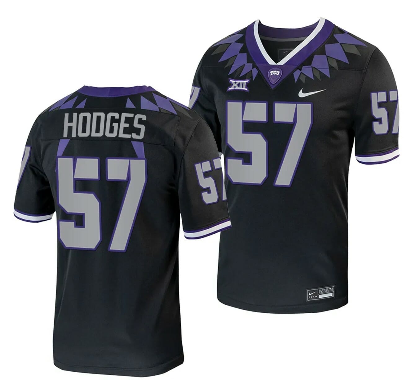 TCU Horned Frogs Johnny Hodges Jersey Alternate College Football Black Replica #57 1 TCU Horned Frogs Johnny Hodges Jersey Alternate College Football Black Replica #57