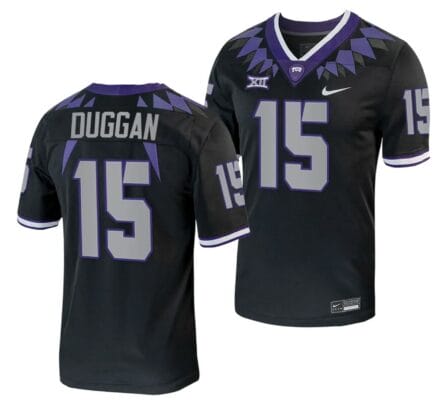 TCU Horned Frogs Max Duggan Jersey Alternate College Football Black Replica #15 10 TCU Horned Frogs Max Duggan Jersey Alternate College Football Black Replica #15