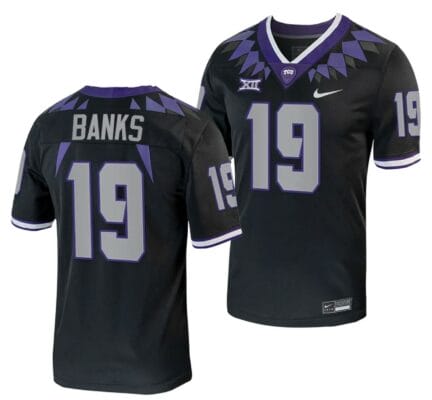 TCU Horned Frogs Shadrach Banks Jersey Alternate College Football Black Replica #19 10 TCU Horned Frogs Shadrach Banks Jersey Alternate College Football Black Replica #19