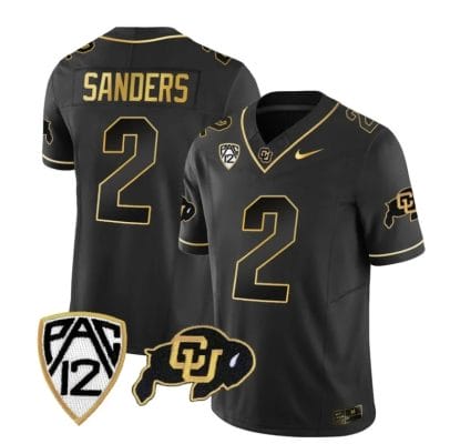Colorado Buffaloes Shedeur Sanders Jersey #2 Vapor Gold Limited All Stitched Black Gold