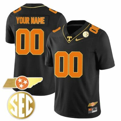 Custom Tennessee Volunteers Jersey Name and Number “Checkerboard” Gold Limited College Football Stitched – Black