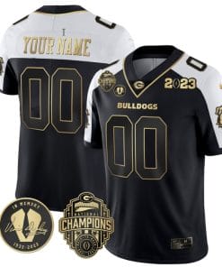 Custom Georgia Bulldogs Jersey Name and Number Football 2023 Back To Back Champions Vince Dooley Patch Alternate All Stitched