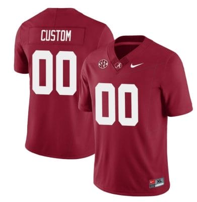 Custom Alabama Jersey Name and Number Football College SEC Patch Crimson All Stitched