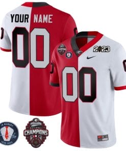 Custom Georgia Bulldogs Jersey Name and Number Football 2023 Back To Back Champions Vince Dooley Patch Split All Stitched