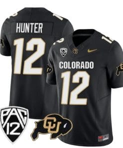 Colorado Buffaloes Travis Hunter Jersey #12 Vapor Limited College Football All Stitched Black