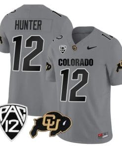 Colorado Buffaloes Travis Hunter Jersey #12 Vapor Limited College Football All Stitched Gray