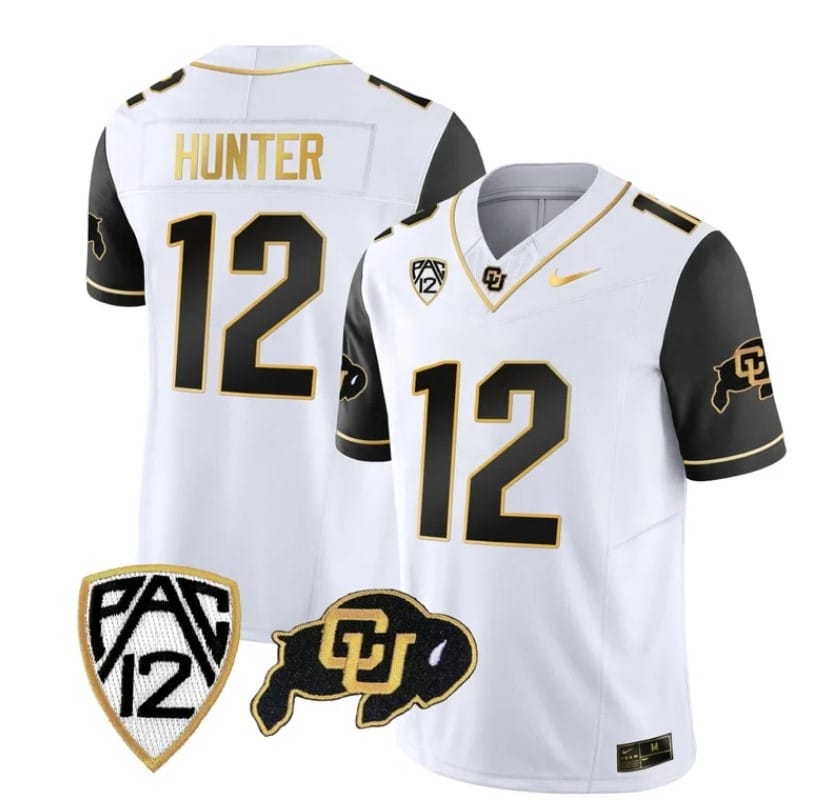 Colorado Buffaloes Travis Hunter Jersey #12 Vapor Gold Limited All Stitched Black Sleeves 1 Colorado Buffaloes Travis Hunter Jersey #12 Vapor Gold Limited All Stitched Black Sleeves