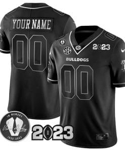Custom Georgia Bulldogs Jersey Name and Number Football 2023 Vince Dooley Patch Black Silver All Stitched