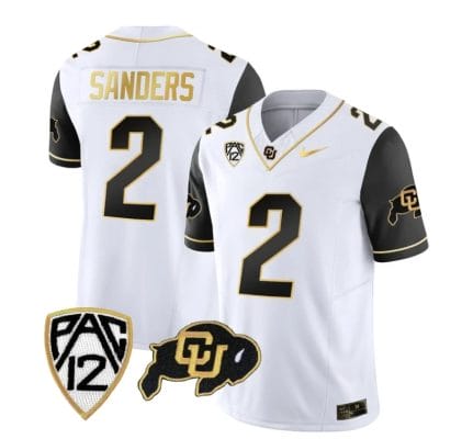 Colorado Buffaloes Shedeur Sanders Jersey #2 Vapor Gold Limited All Stitched Black Sleeves
