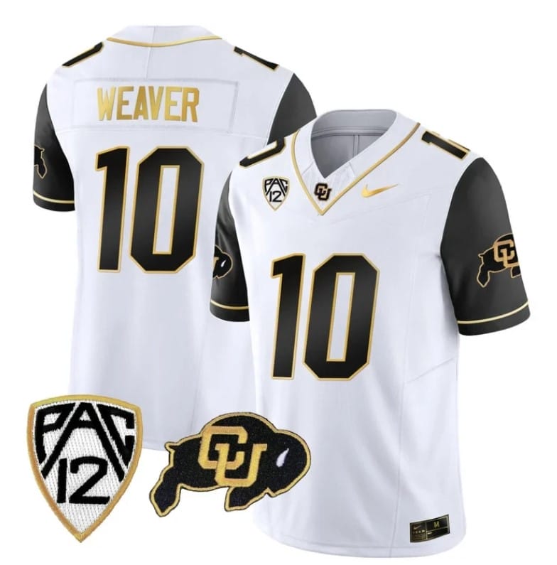 Colorado Buffaloes Xavier Weaver Jersey #10 Vapor Gold Limited All Stitched Black Sleeves 1 Colorado Buffaloes Xavier Weaver Jersey #10 Vapor Gold Limited All Stitched Black Sleeves