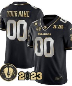 Custom Georgia Bulldogs Jersey Name and Number Football 2023 Vince Dooley Patch Gold Color Black Limited All Stitched