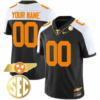 Custom Tennessee Volunteers Jersey Name and Number “Checkerboard” College Football Stitched – Alternate Black Gold