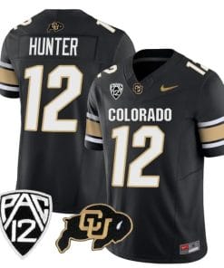 Colorado Buffaloes Travis Hunter Jersey #12 Vapor College Football All Stitched Black