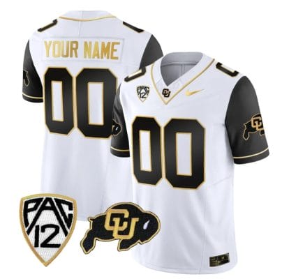Custom Colorado Buffaloes Jersey Name and Number Vapor Limited Gold College Football All Stitched Black Sleeves