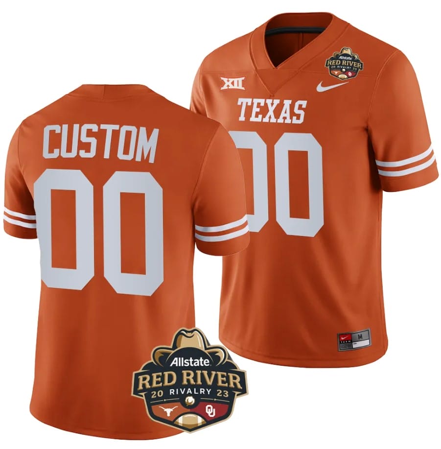 Custom Texas Longhorns Jersey Name and Number 2023 Allstate Red River Rivalry Orange Football 1 Custom Texas Longhorns Jersey Name and Number 2023 Allstate Red River Rivalry Orange Football