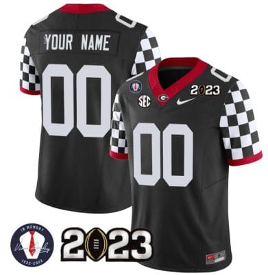 Custom Georgia Bulldogs Jersey Name and Number Football 2023 Vince Dooley Patch Black All Stitched