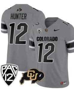 Colorado Buffaloes Travis Hunter Jersey #12 Vapor College Football All Stitched Gray