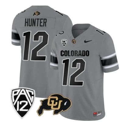 Colorado Buffaloes Travis Hunter Jersey #12 Vapor College Football All Stitched Gray
